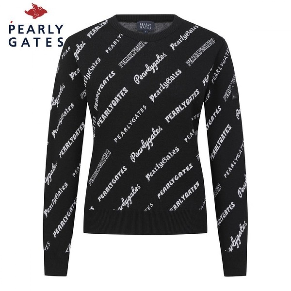 (Paris Gates) レディースオブリークロゴジャカードロングスリーブニット