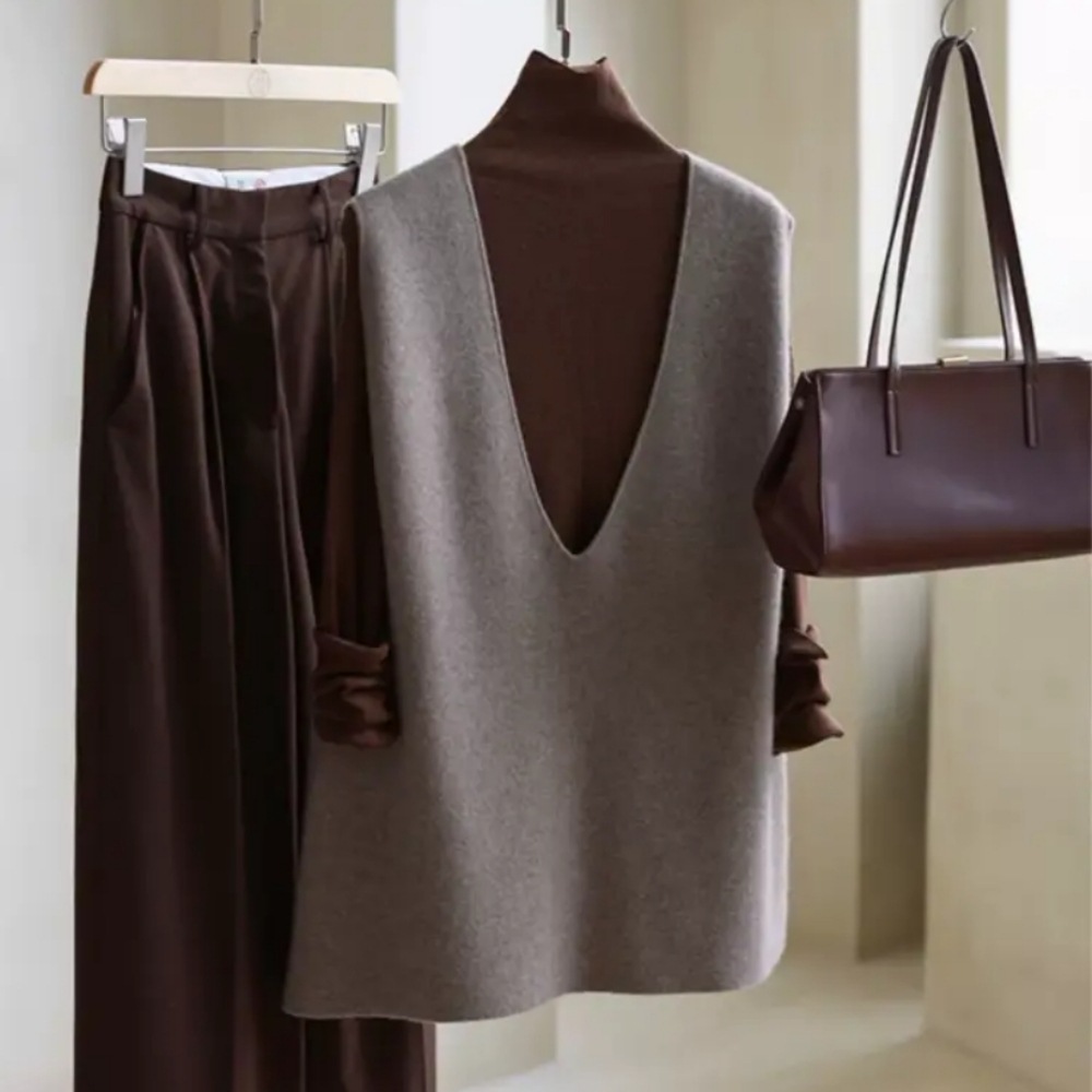 トップス プルオーバー ベスト Vネック 袖なし ノースリーブ ニット 大人可愛い 大人っぽい 大人女子 きれいめ エレガント 上品 清潔感 シンプル ベーシック フォーマル かっこいい クール