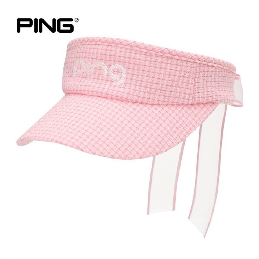 (Ping) 女性用ツイードバックリボンサンバイザー