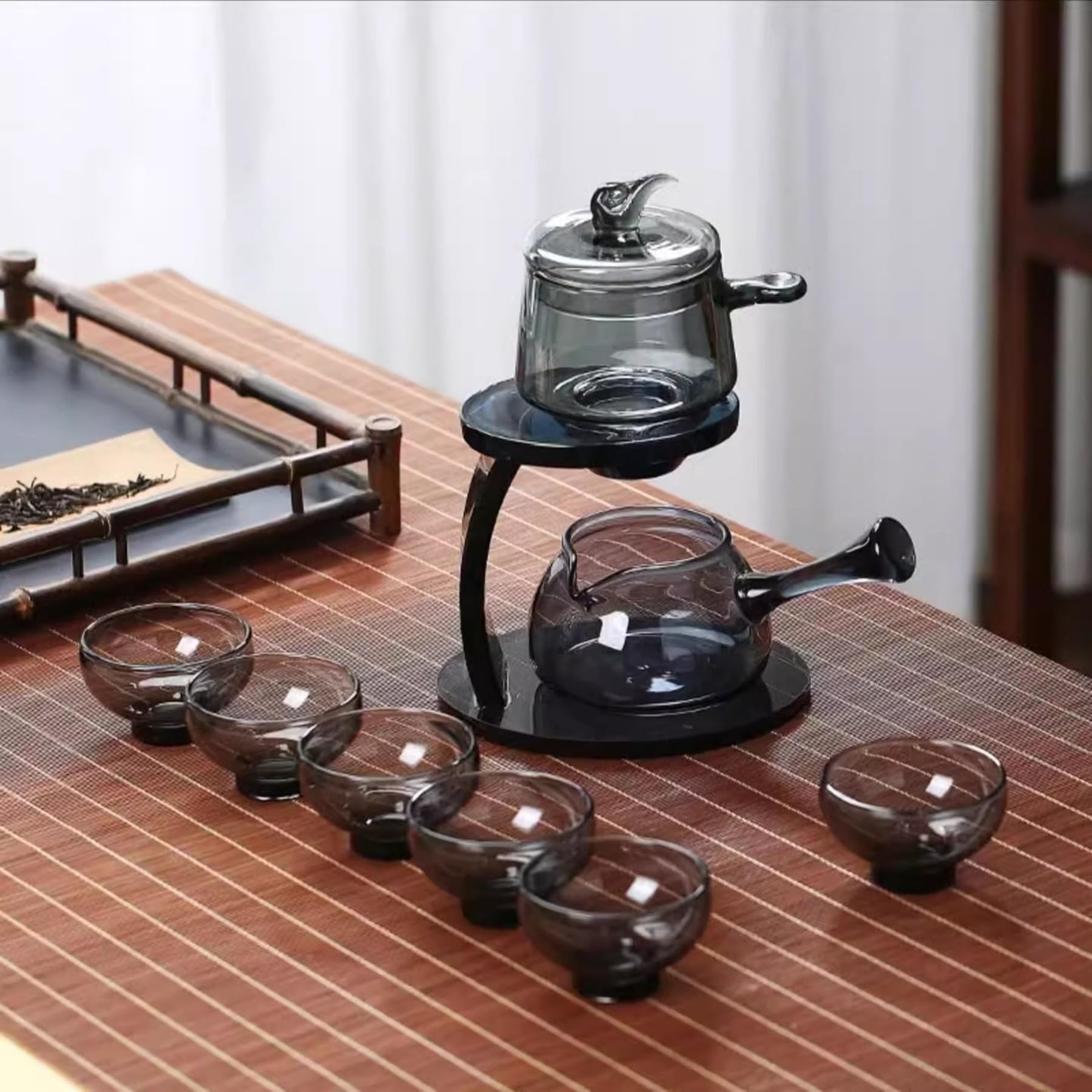 ティーポット 急須 湯呑み セット 耐熱ガラス 茶海 自動的 ティーセット 茶器セット 工夫茶器 茶こし付き 茶碗 蓋碗 中国茶器 おしゃれ 業務用 来客用 家庭用 湯飲み茶碗 煎茶器セット 番茶器セ