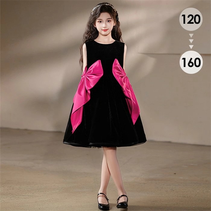 ドレス 発表会 結婚式 女の子 ワンピース ピアノ発表会 120 130 140 150 160 フォーマル 袖無し ノースリーブ リボン 子供 キッズドレス 膝丈 ショート丈 パーティドレス 上品 10,341円