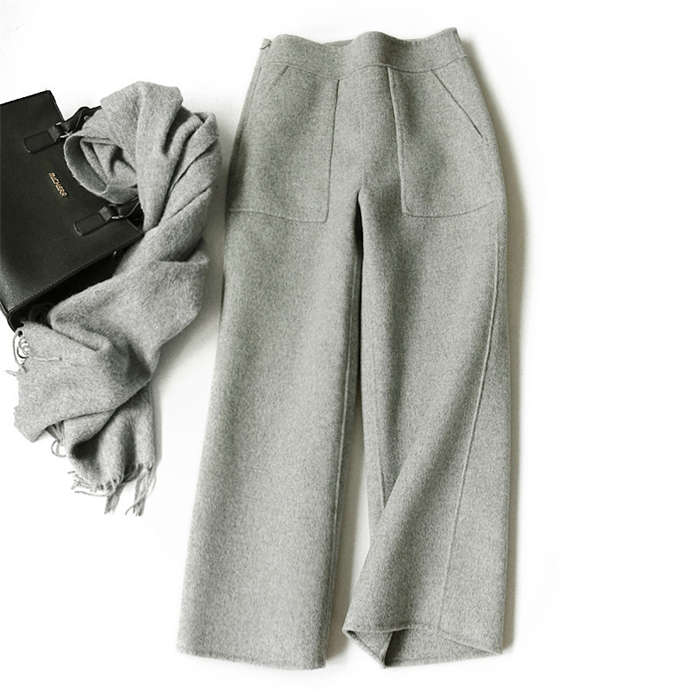 ワイドパンツ ウール レディース きれいめ ボトムス ストレートパンツ 美脚 脚長 秋冬ズボン レディース 長ズボン ロングパンツ ボトムス 細見せ 高見え ゆったり カジュアル 秋冬 保温 無地