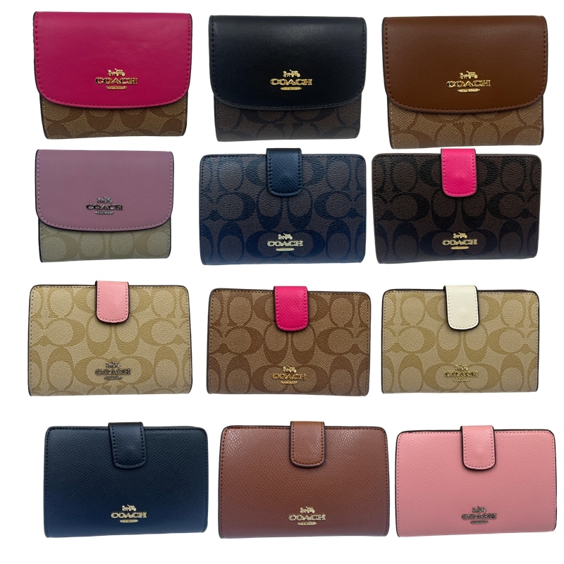 翌日発送 コーチ 財布　COACH 二つ折り財布 三折り財布 ミニ折り財布 ラグジュアリー シグネチャー PVC ミディアム　F53436　F53562　F87589