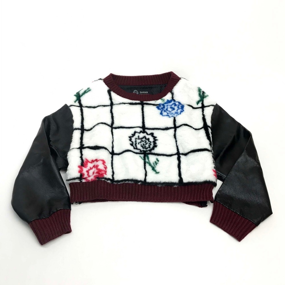 Sretsis スレトシス ニット サイドジップ ショート丈 トップス フェイクファー ホワイト