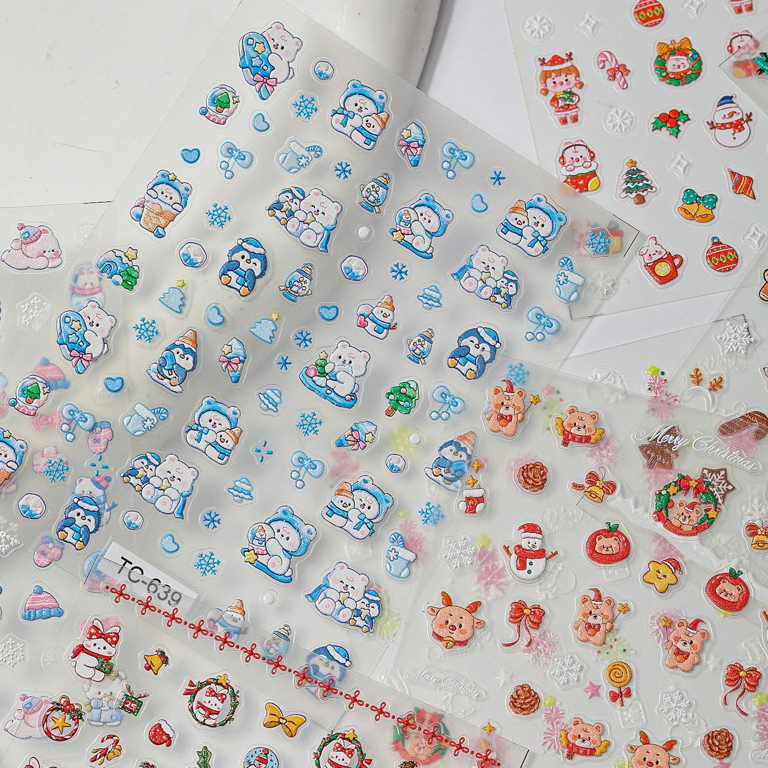 【200点セット】【送料無料】クリスマスネイルシールエンボス5 D雪花ネイルアップリケ