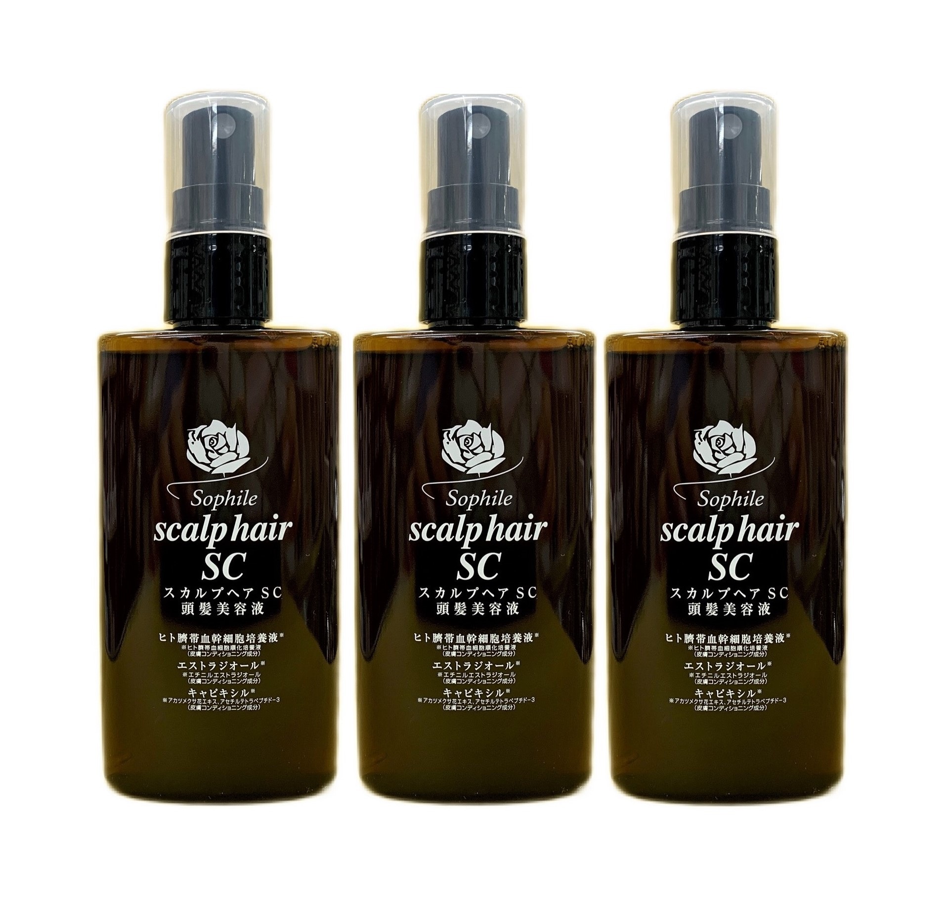 スカルプヘアSC 100ml 3本 ～健やかな頭皮で心地良い毎日を～頭皮専用美容液～ ヒト由来さい帯血幹細胞培養液配合 ～ 頭皮のかゆみや乾燥ケアにも～