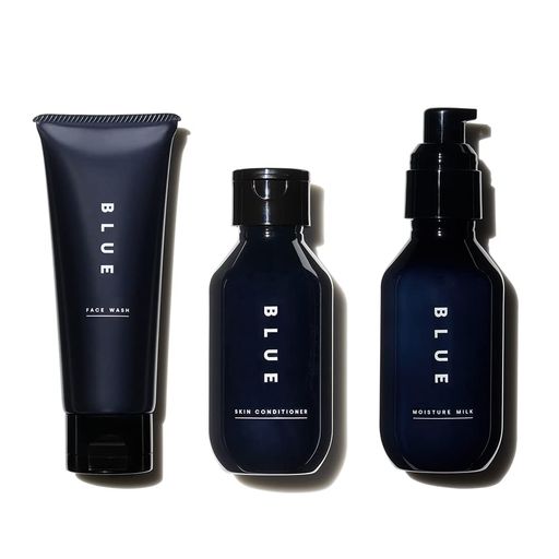 BLUE(ブルー)洗顔 & 化粧水 & 乳液 スキンケア セット(スキンケアボックス メンズ プレゼント ギフト スキンケア オーガニック 男性 乾燥肌 敏感肌 洗顔料 毛穴 ハリ ひき締め 保湿 肌