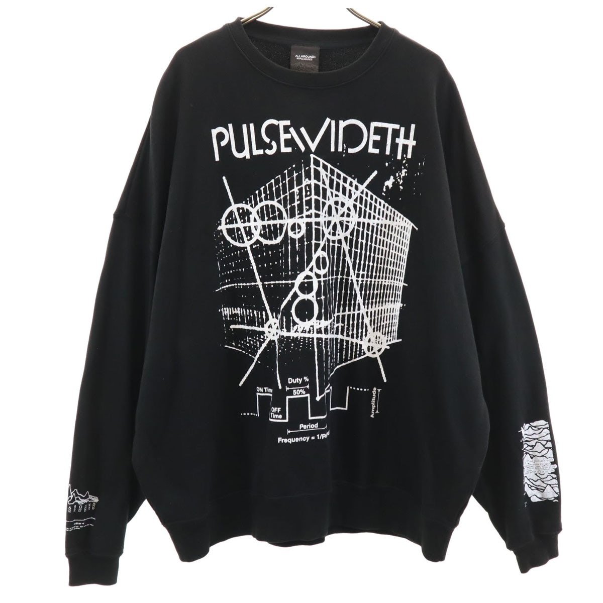 ALLAROUND オールアラウンド 長袖 スウェット トレーナー ブラック メンズ 古着