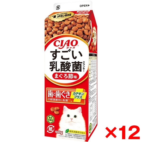 12個セット CIAOすごい乳酸菌クランキー牛乳パック まぐろ節味 400g