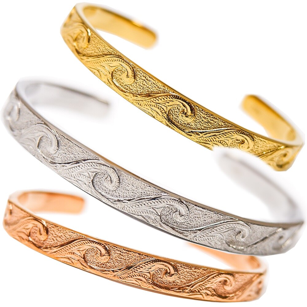 ハワイアンジュエリー バングル スクロール レディース メンズ プレゼント 金属アレルギー対応 サー