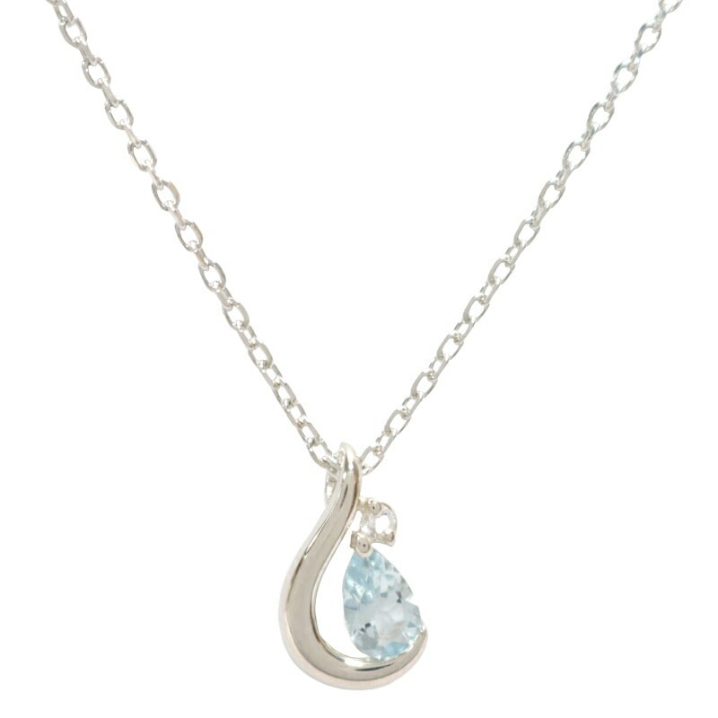 ネックレス レディース 3月 誕生石 誕生日 しずくモチーフ ネックレス エターナルシルバー