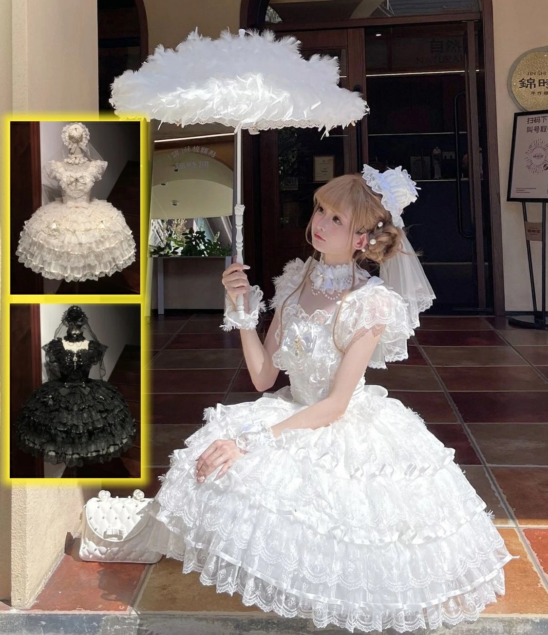 花嫁風 ロリータドレス ジャンパースカート ワンピース レディース 舞台衣装 ハロウィン コスプレ衣装 ワンピース オペラ コスチューム 演出服 ロリータ イベント お嬢様風 お茶会 文化祭 萌え