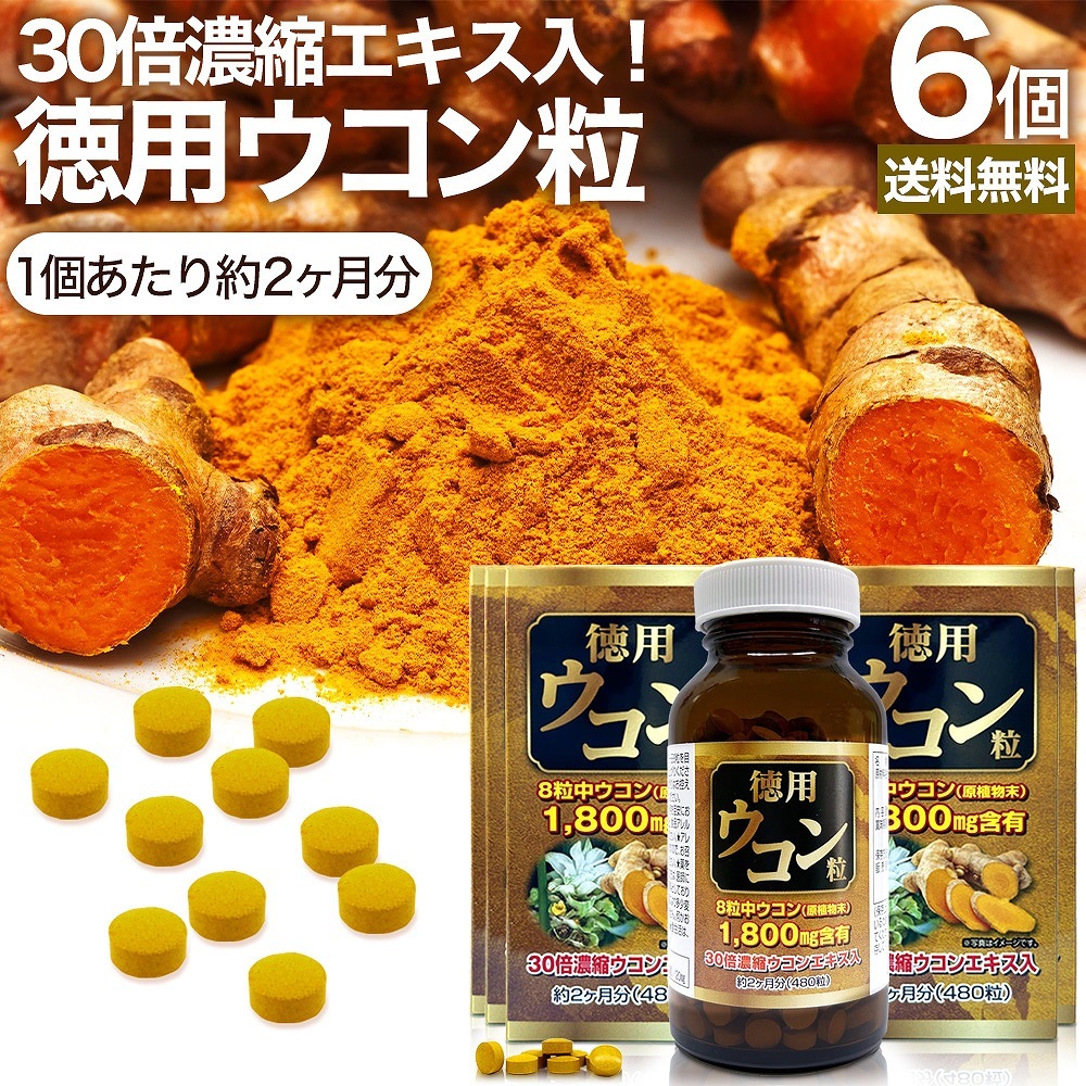 徳用ウコン粒 480粒*6個 約360日分 ウコンサプリ ウコンサプリメント サプリメント サプリ
