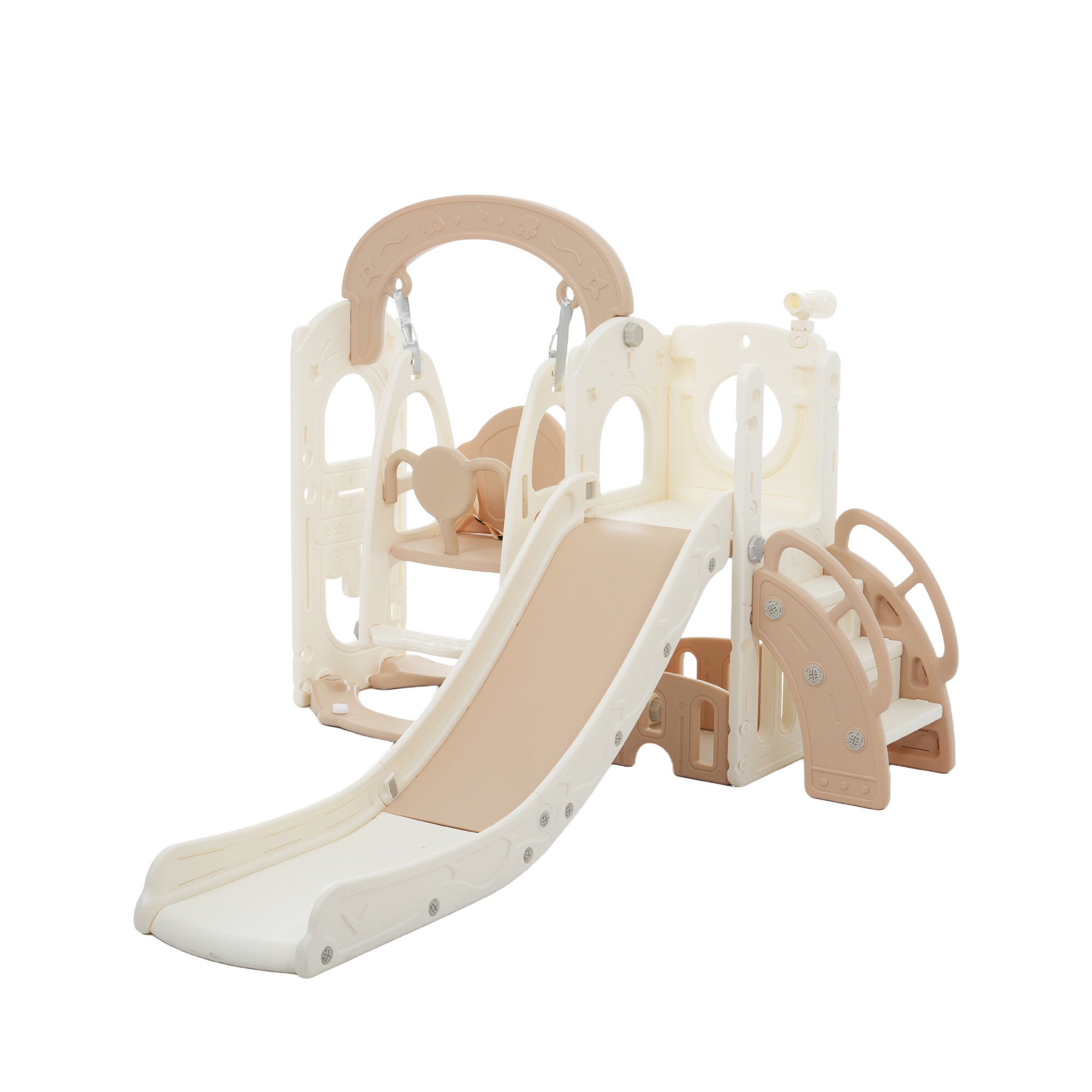 【TYPE C】すべり台 ブランコ 大型遊具 すべりだい スライダー 室内 遊具 収納 ベージュ×ブラウン