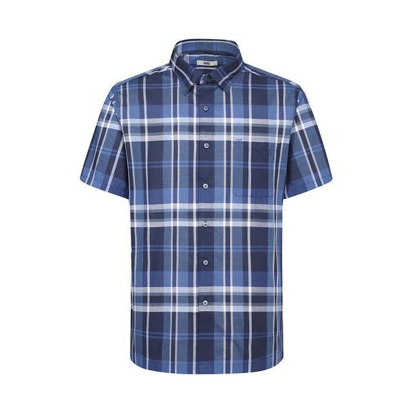 混紡ミディアムチェック半袖シャツ レギュラーフィット ネイビー_DLS2SHCS122N1