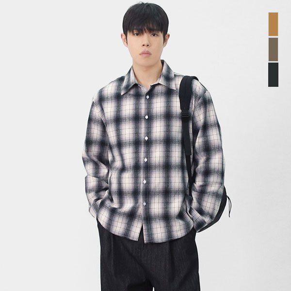 メンズソフトコットンフェードチェックシャツレイヤードSRAT134
