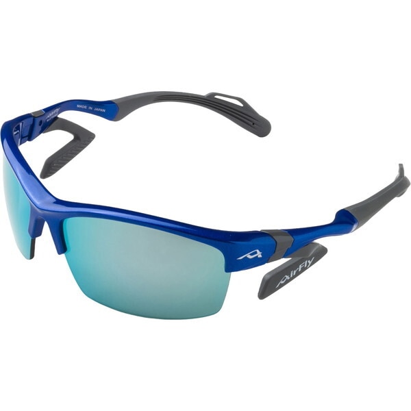 AirFly エアフライ AF-303 C-3 鼻パッドのないスポーツサングラス AF-303 C-3 BLUE フレーム/ブルーレンズ/アクアブルーミラー ユニセックス
