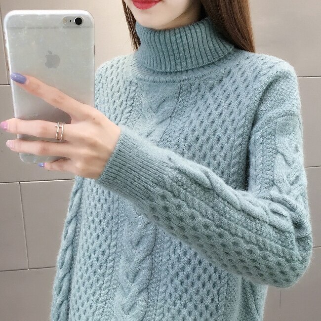 ４色 トップス ニット セーター レディース 秋冬 カジュアル ゆったり 厚手 ゆったり 長袖 ボリューム袖 ハイネック タートルネック BIGシルエット 編み込み プルオーバー 白 ホワイト 黒 ブ