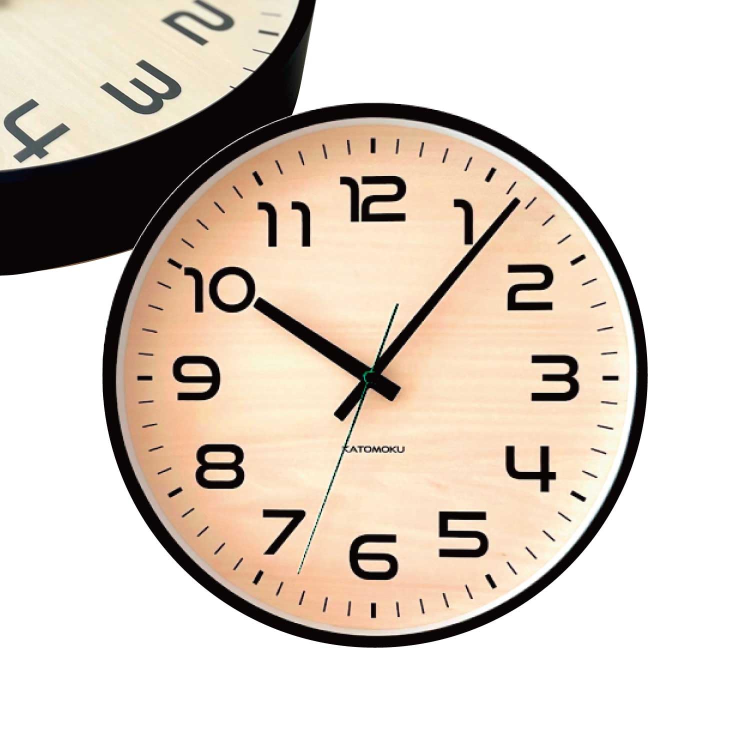 KATOMOKU plywood clock 23 km-145BK ブラック 掛け時計 連続秒針 φ304mm (クオーツ時計)