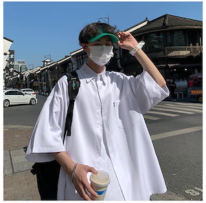 韓国ファッション 五分袖 半袖 快適である ストリート シンプル シャツ