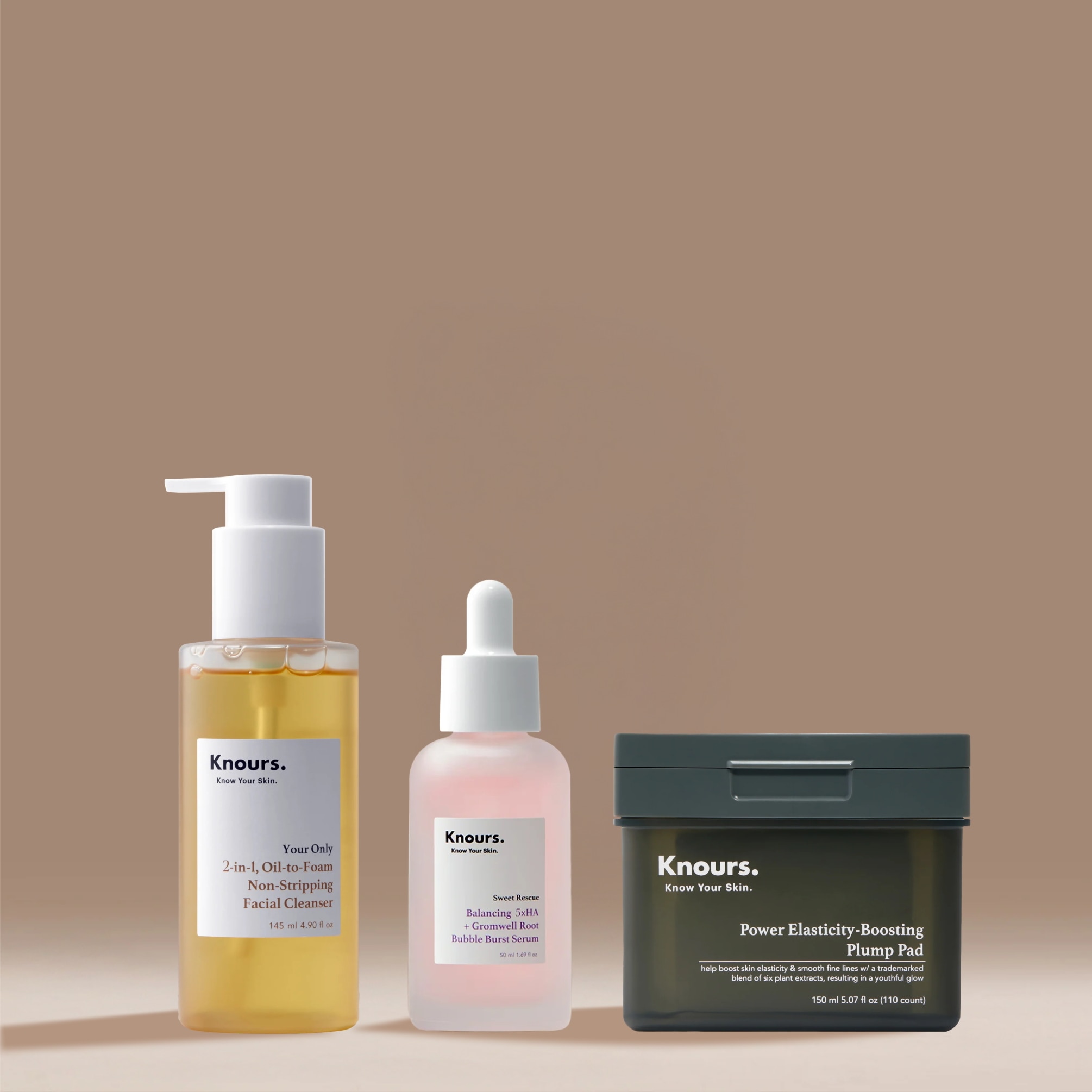 (Knours)ノルス 4点セット ユアオンリー フェイシャルクレンザー＋バブルバースト セラム＋プランプパッド＋ダブルデューティーミスト