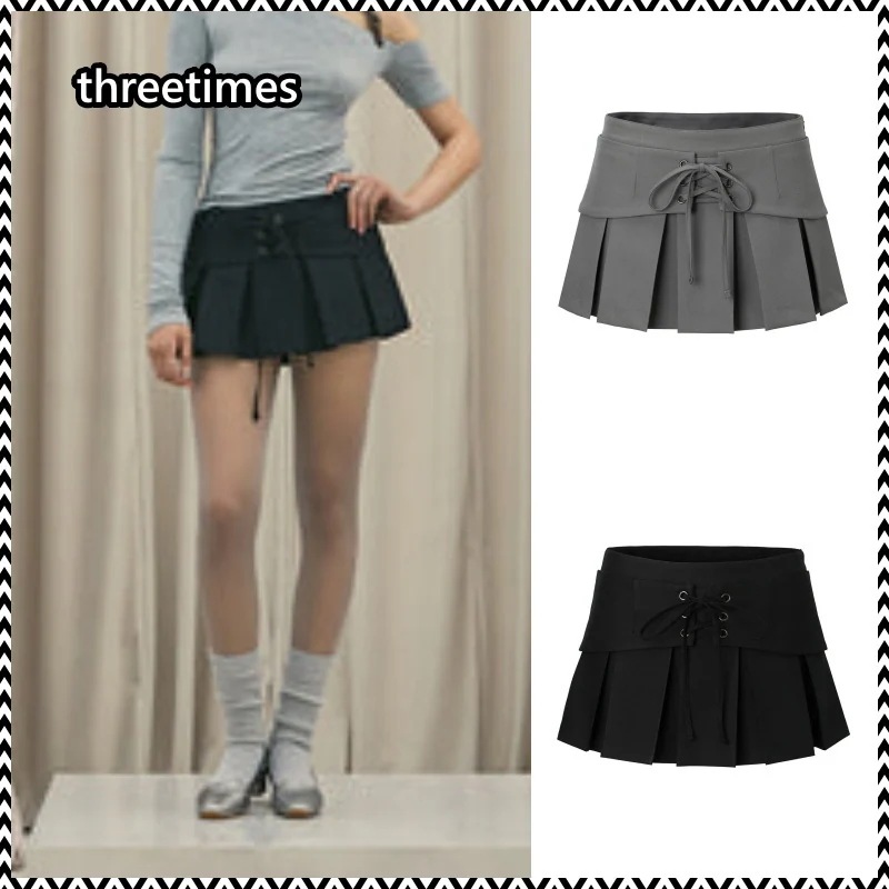 threetimes Layered belt skirt