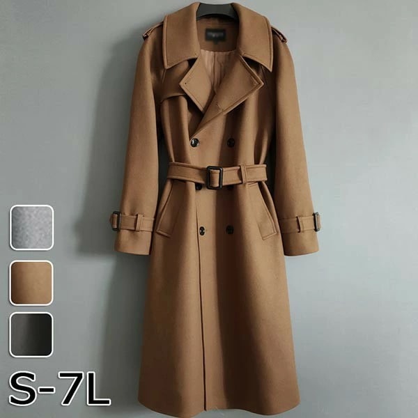 トレンチコート メンズ アウター コート ロング丈 ロングコート カジュアル シンプル 無地 春 秋 軽量 フリーサイズ オーバーサイズ ビックシルエット スプリングコート 秋コート 重ね着 通勤 通