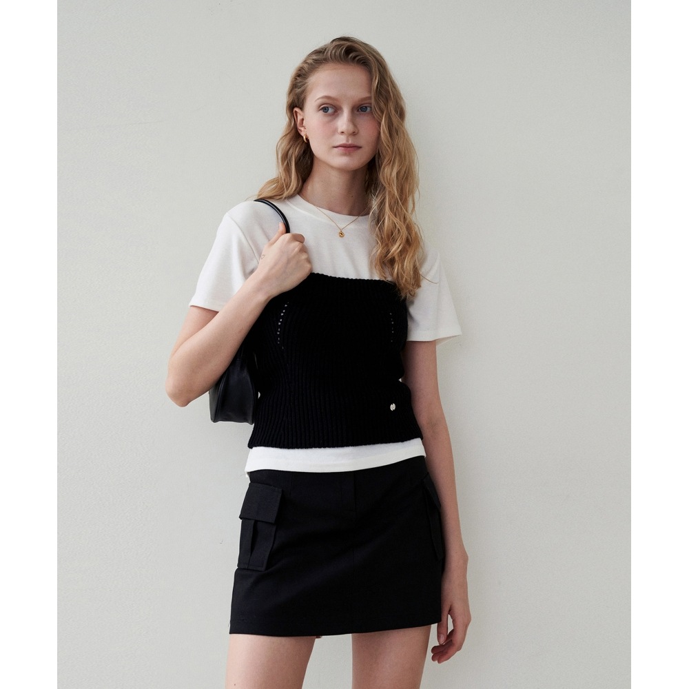 LOEILビスティエニットトップ - ブラック