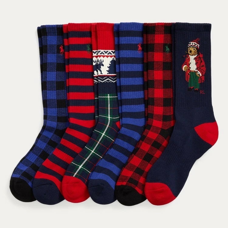 ARTIC HOLIDAY BEAR CREW ソックス 6PK [アソート]【821575PK3-991】