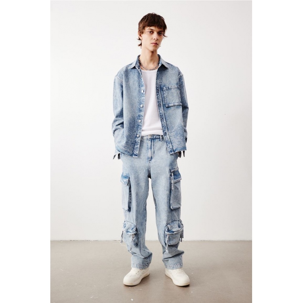 H&Mデニムシャツ ブルー 박시핏