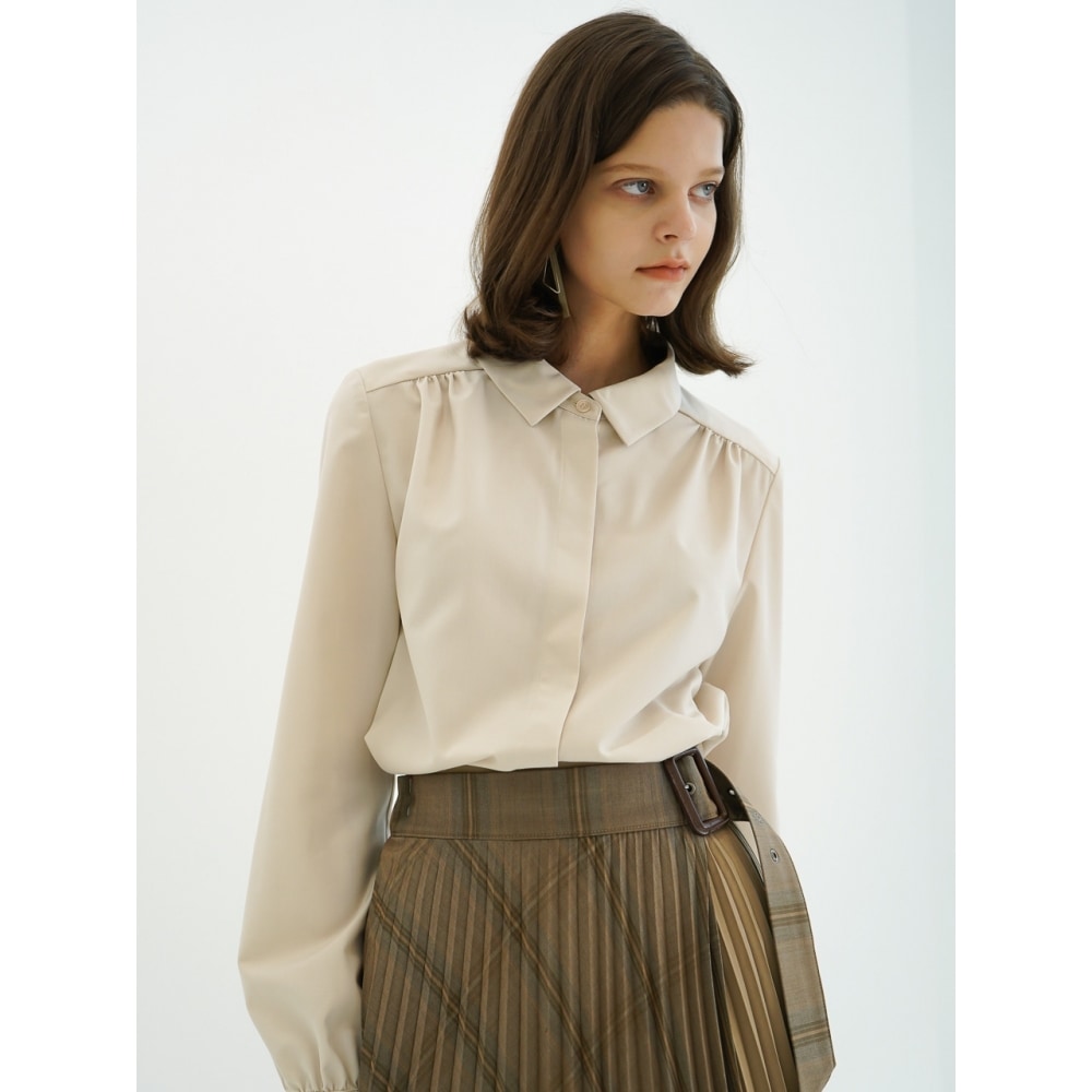 ACUD シャーリングディテールシャツ L. ベージュ