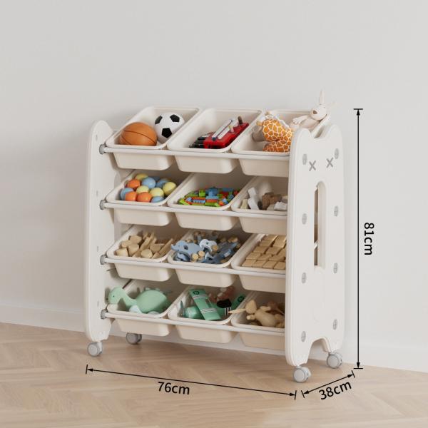 おもちゃ収納 4段収納 子ども 大容量 収納ラック インナーボックス付 子供部屋 ラック 棚 コンパクト 小物収納 かわいい 片付け おもちゃ 収納 ラック 棚