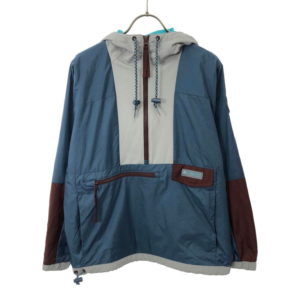 WE0044 パッカブル ハーフジップ ナイロンジャケット S ブルー×ブラウン アウトドア リップストップ レディース 5,410円