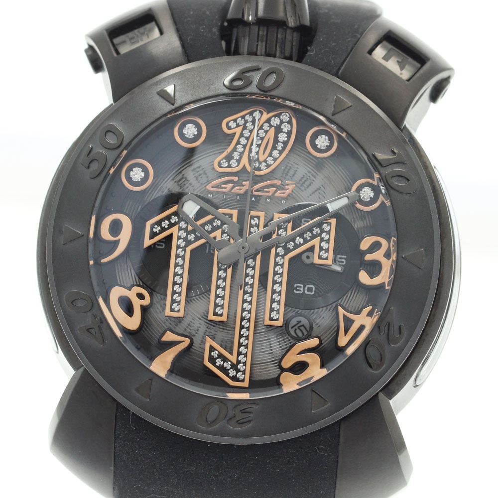 ガガミラノ GaGa MILANO 8012.NJ.01 クロノ48MM ネイマールモデル 500本限定 クォーツ メンズ 美品 箱・保証書付き_904837【中古】