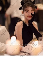 ブラックイブニングドレスドレスドレスドレスドレスロング丈-46