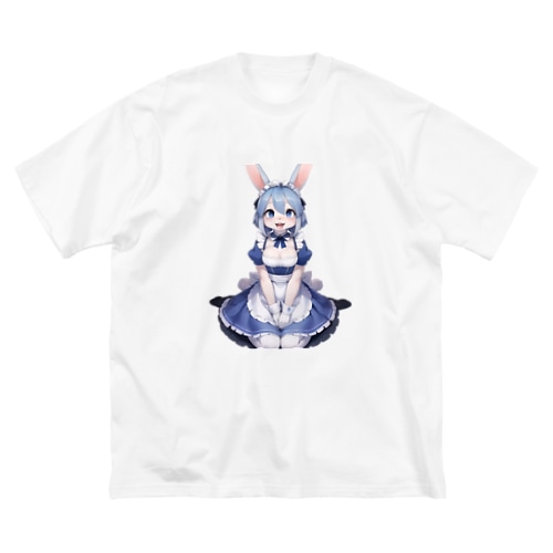 【文字入れ可能受注生産】ウサギの女の子　メイド　ケモナー　おかりなさい ビッグシルエットTシャツ
