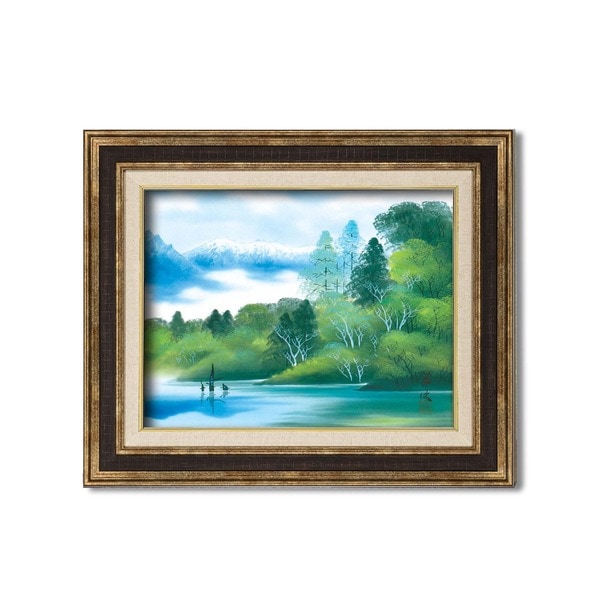 ( 額装品 ) 世界の名画 ダークブラウンアンティーク額 F6 福田栄光「彩色山水」 フレーム 額縁 額