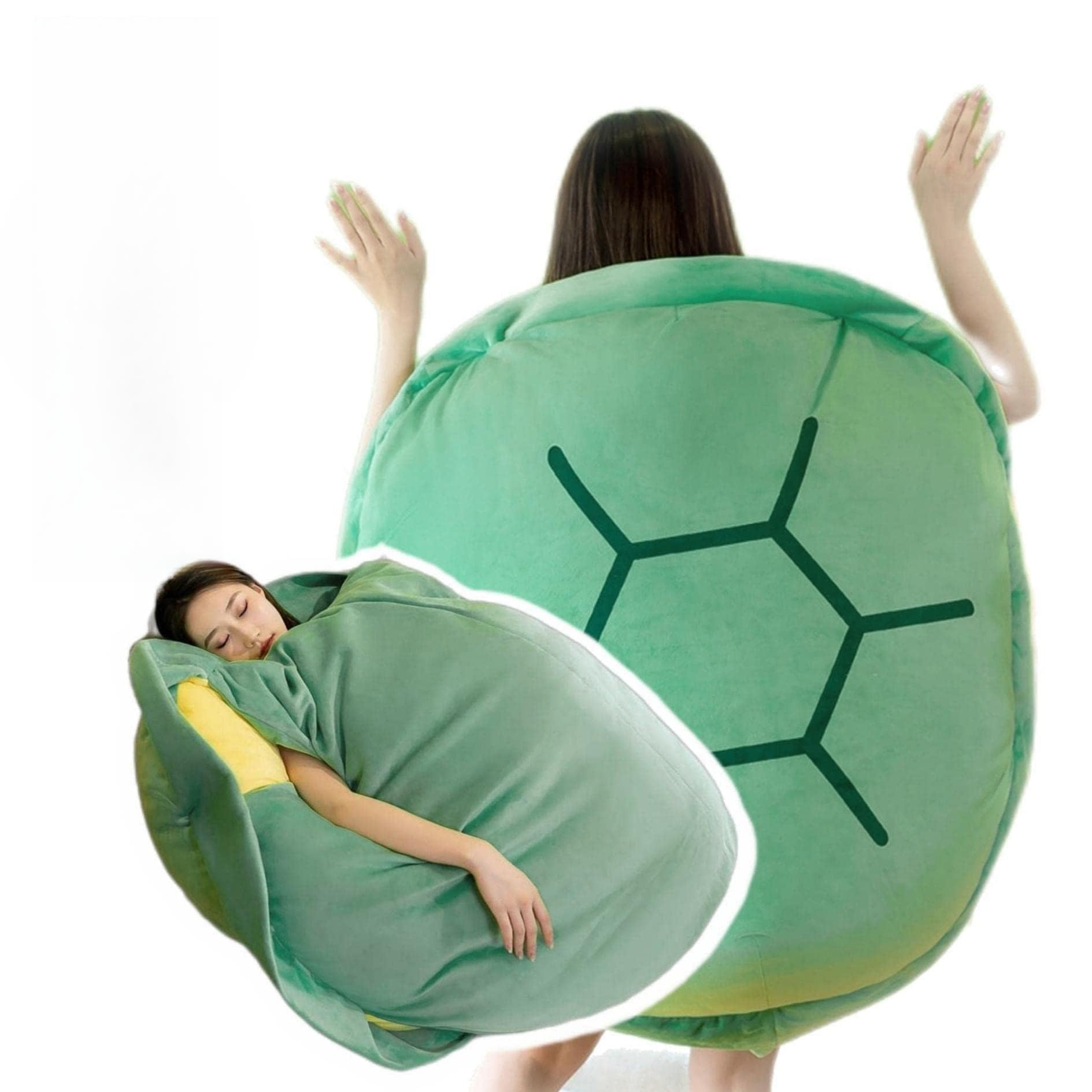 [SINGLE MANY] 亀の甲羅 クッション 着ぐるみ おもしろ雑貨 特大 抱き枕 人をダメにする 体にフィットするソファー カメ ぬいぐるみ 座布団 座椅子 仮装 着用可能 コスプレイ 子供から