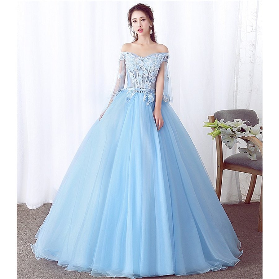 演奏会用ロングドレス ウェディングドレス カラードレス 結婚式 ２次会 演奏会 二次会 ブルー