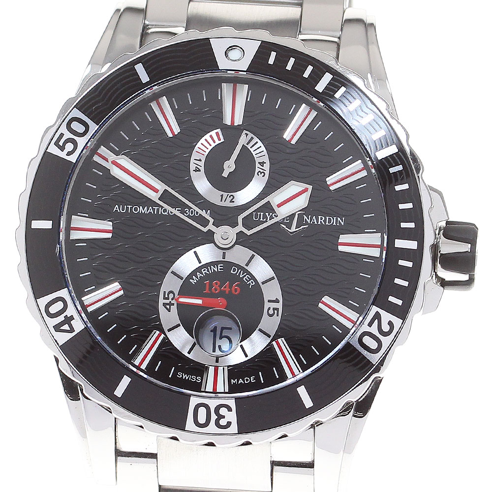 ユリス・ナルダン Ulysse Nardin 263-10 マリーンダイバー パワーリザーブ 自動巻き メンズ 良品 保証書付き_821023【中古】