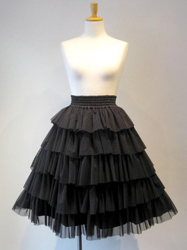 【短納期】ゴシックロリータSKブラックロリータスカート