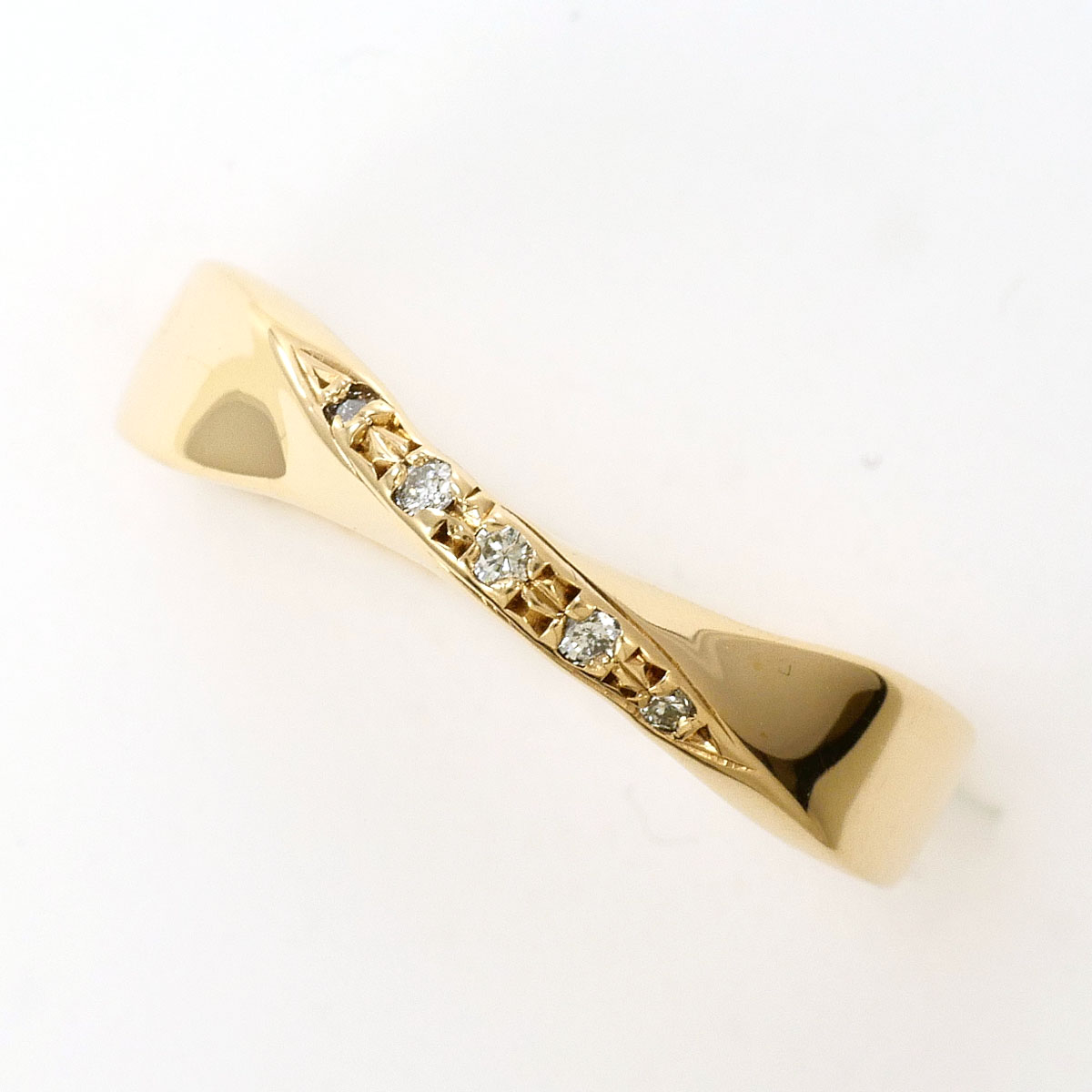 K9 9金 YG イエローゴールド リング・指輪 9.5号 ダイヤモンド 0.03ct 総重量約1.4g 中古
