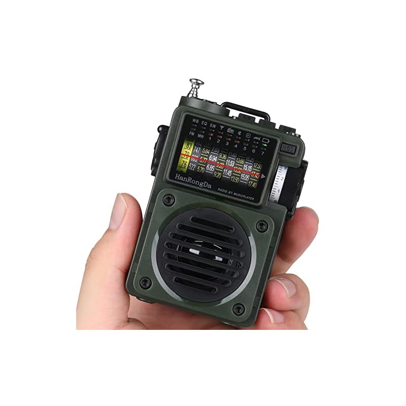 HanRongDa Bluetoothスピーカー 小型BCLラジオ MicroSDカード対応 FM/AM/短波/ワイドFM対応 充電式 MP3レトロプレーヤー タイマー アナログ目盛 日本仕様 アウト