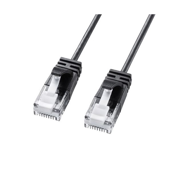 (5個セット) サンワサプライ カテゴリ6A極細LANケーブル 3m ブラック KB-SL6A-03BKX5