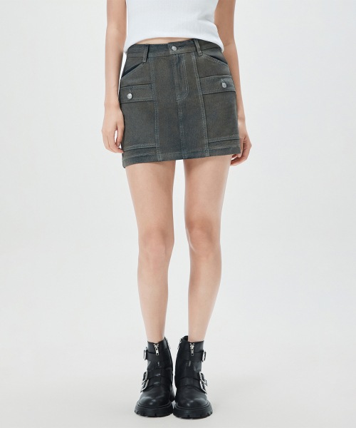 MIXXO カーゴデニムミニスカート_miwwjg716J