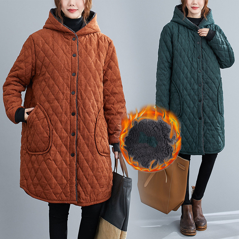 コート レディース アウター ロングコート フード付き 中綿入り 長袖 ミドル丈 膝丈 大きい 暖かい キルティングコート 30代 40代 50代 60代