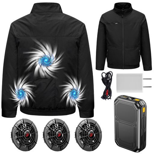 [ROASICEE] ファン付き作業服 【2025新登場 3個22Vファン付き 30000MAHバッテリー付き】 長袖 1日中連続使用可能 サイズ自由調整可 UVカット PSE認証済 ファンバッテリー