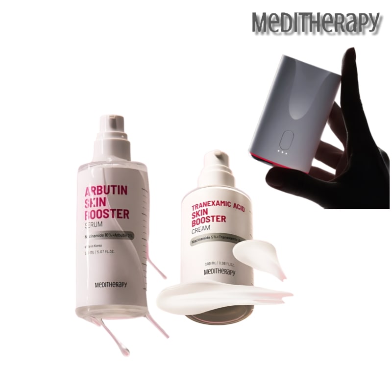 【美顔器＋透明感ケア】アルブチンセラム＋トラネキサム酸クリーム＋EMSブースターセット／ハリ・保湿・トーンアップ
