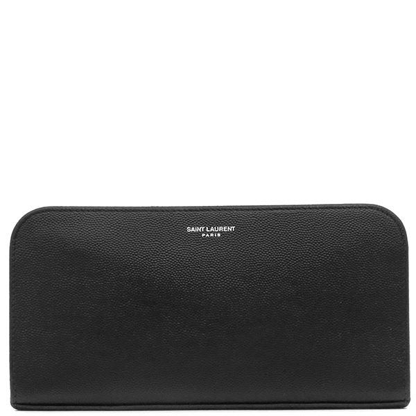 サンローラン SAINT LAURENT 長財布 ラウンドファスナー長財布 グレインレザー ブラック シルバー金具 黒 534290 【中古】