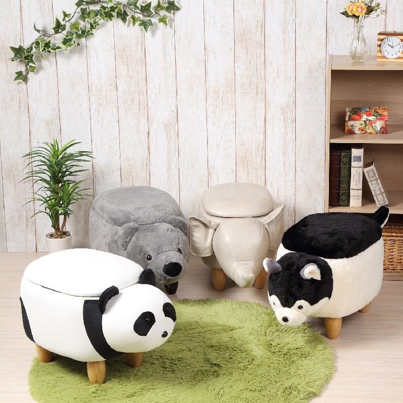 アニマルスツール　収納つき　ゾウ　 収納スツール オットマン 収納ボックス フタ付き おしゃれ フェ